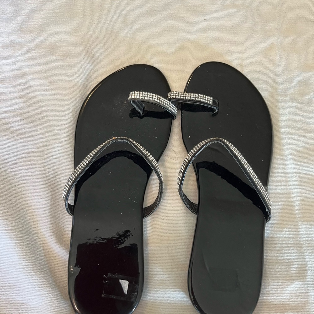 NWOT black with rhinestones summer sandals size 39 or 8 1/2
